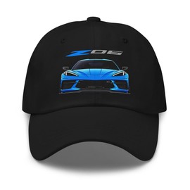 JG Infinite C8 Corvette Z06 Dad Hat Black Adjustable Baseball Cap with Blue Front Graphic Car Enthusiast Gift