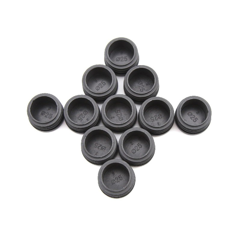 25mm Black Plastic Plugs, Black Round Tube Covers, Inner End