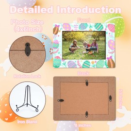 TIRYWT Easter Photo Frame, Easter Picture Frame Gifts, Happy Easter Photo Frame, Easter Photo Gifts, Easter Decorations, Easter Egg 4" x 6" Wood Picture Frame -N04
