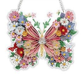 Bdfgh Diamond Art Hanging Butterfly Kit, DIY Adults Craft Gifts, Animal Painting Kit Ornament for Adults, Acrylic Board Gem Cystal Sequin Art Craft, 7.8x7.0in Decoration Gift for Women Children
