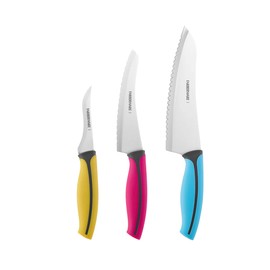 Farberware Precise Slice Soft Grip Chef Knife Set, 3-Piece, Multicolored