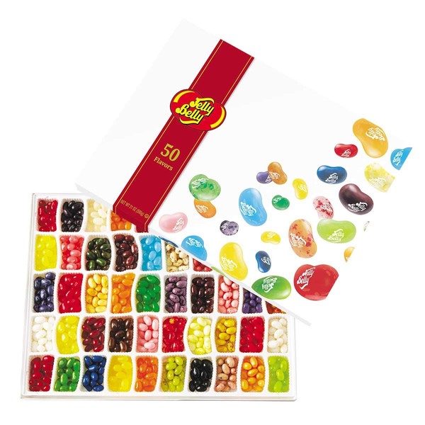 Jelly Belly 50-Flavor Jelly Beans Gift Box - 6-Count Case - 21 Ounces per Gift Box - Official, Genuine, Straight from The Source