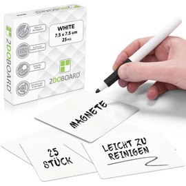 2DOBOARD Writable Magnets - 7.5 x 7.5 cm White - Pack of 25 - Kanban Magnets, Scrum Magnetic Cards or Magnetic Strips Writeable for Whiteboard and Fridge (White)