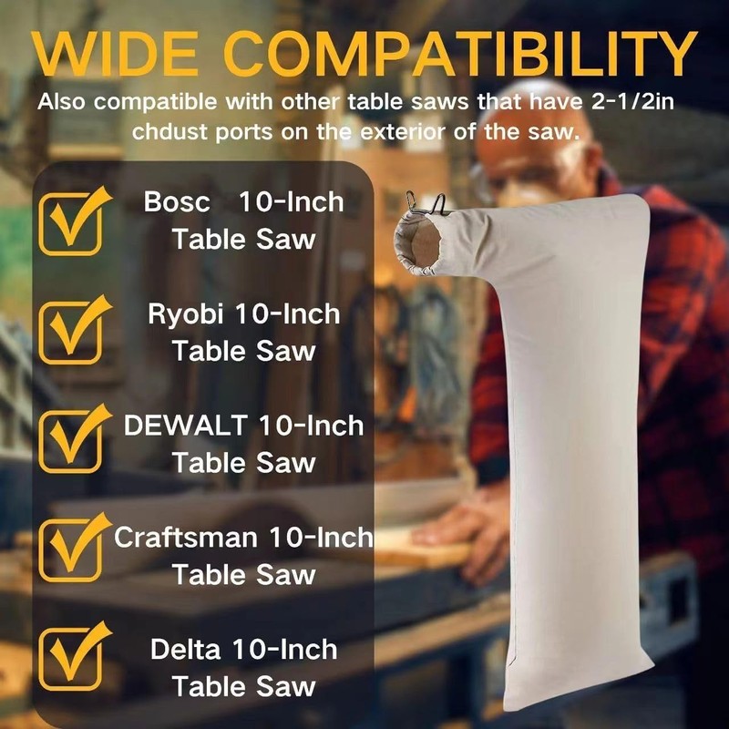 Table Saw Dust Collector Bag (10" Tablesaws with 2.5" Dust