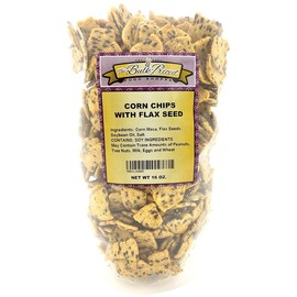 Corn Chips with Flax Seed, Healthy Snacks, Bulk Size (1 lb. Resealable Zip Lock Stand Up Bag)