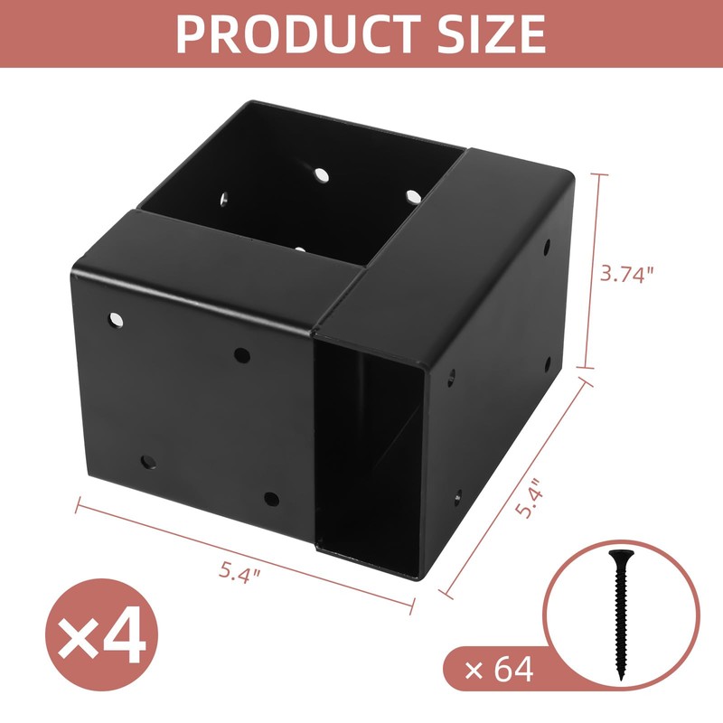 Rasugarlary 4 Pcs Workbench Brackets, 4x4 3-Way Right Angle Corner