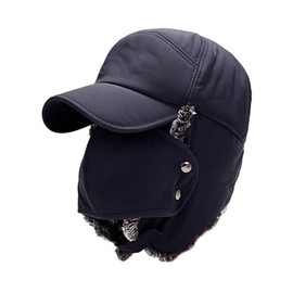 TopHomer Winter-Bombermütze, Unisex, winddicht, warm, Jagd-Trapper-Mütze mit abnehmbarer Maskenabdeckung, für Outdoor, Skaten, Skifahren, Wandern, marineblau, 1