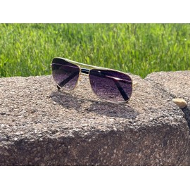 Top G Sunglasses Men's Premium Classic Polarized Square Aviator Durable Metal Frame 100% UV Protection, Black, 15x8x4cm