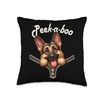 Funny - Peek-a-boo - German Shepherd Throw Pillow