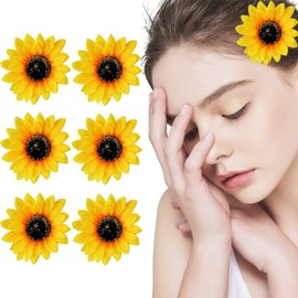 ericotry 6PCS Sunflower Hair Clip Sunflower Flower Hair Alligator Barrettes Duckbill Hairpin Styling Accessories for Beach Vacation Wedding Party