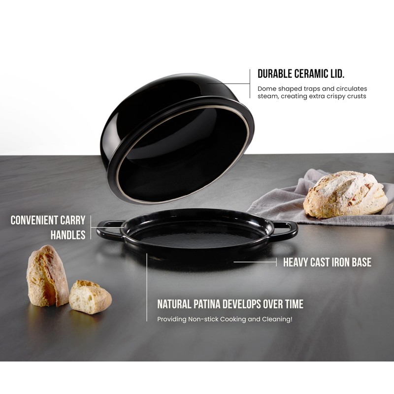 Kook Bread Oven, Sourdough Pan with Lid and Handles, Enameled