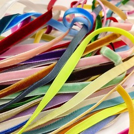 Chenkou Craft 30 Yards 1/4" Velvet Ribbon Total 30 Colors Assorted Lots Bulk (Multicolored, 1/4"(6mm))