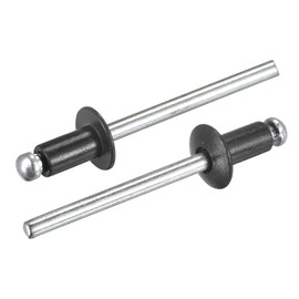 sourcing map Aluminum Blind Rivets, 4mm x 6mm (5/32" x 15/64") Open End Rivet Flat Round Head for Joining Metal Plate Leather, Black 25 Pcs