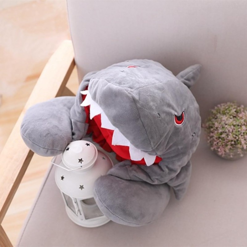 Bury Tony Shark Soft Hooded Travel Neck Pillow, Cartoon Animal