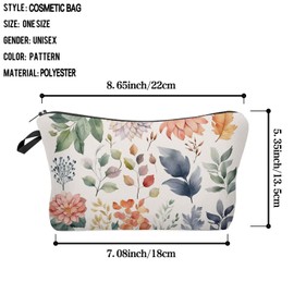 Livel lhood Floral Leaves Makeup Bag Cute Small Organizer Zipper Pouch Floral Leaves Cosmetic Bag Birthday Present for Women Friends -1