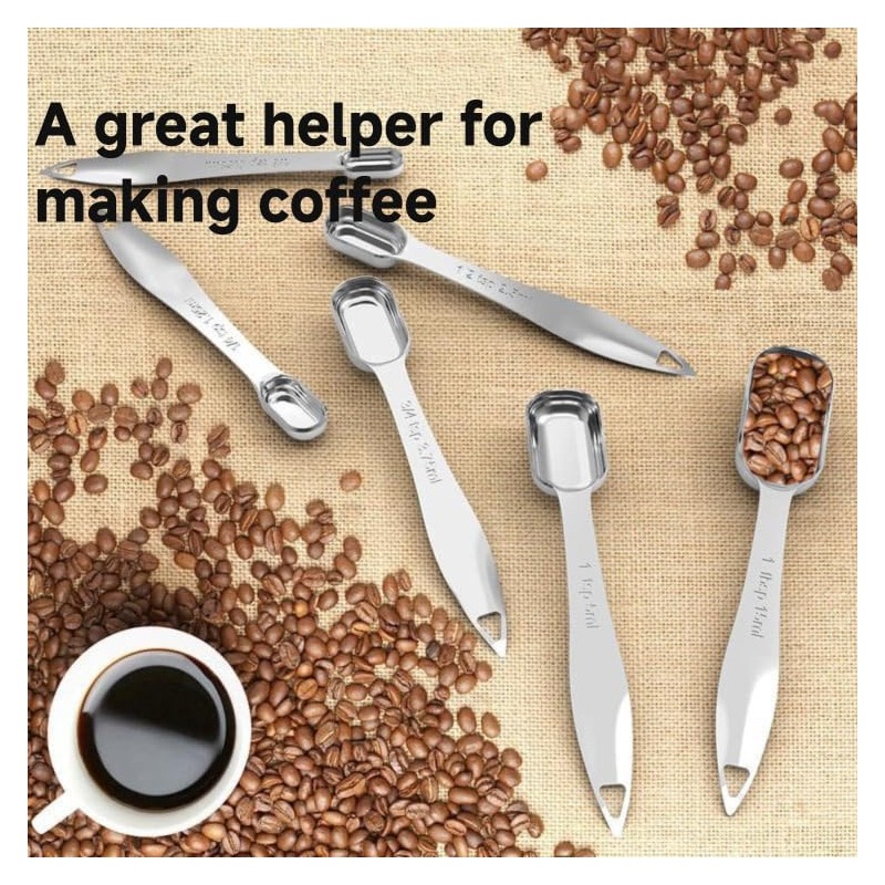 18/8 Heavy Duty Stainless Steel Metal Measuring Spoons Set for