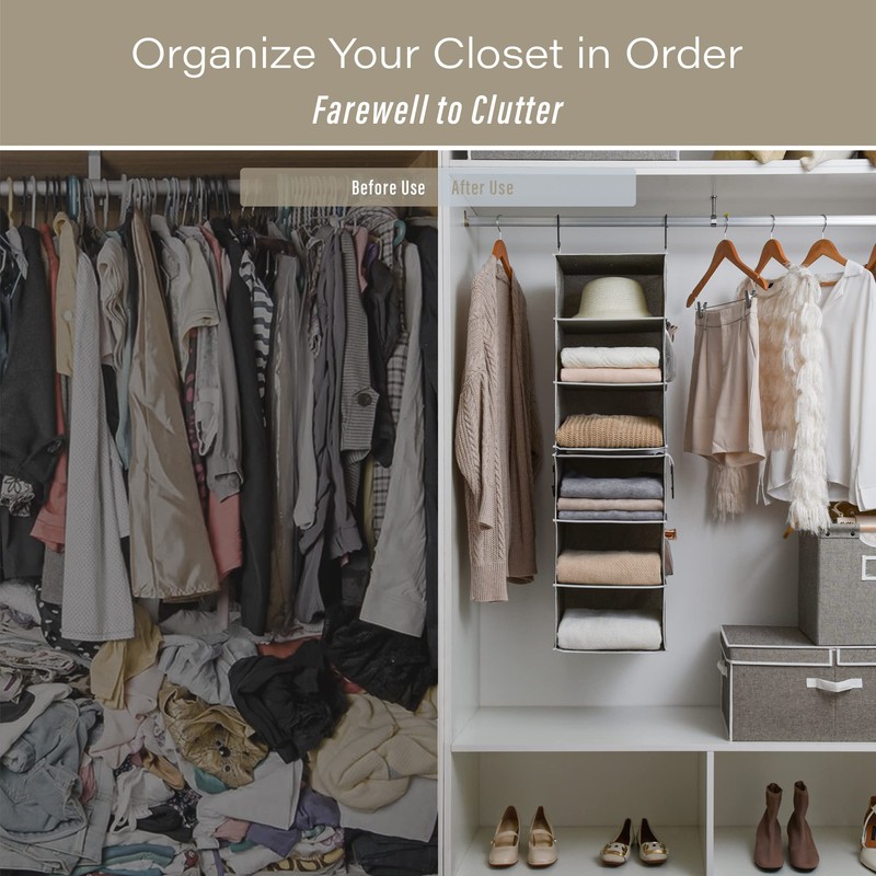 StorageWorks 6-Shelf Closet Organizers, Two 3-Shelf Separable Hanging Shelves for
