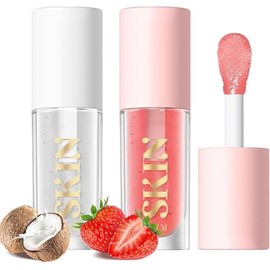 Balsamo Labios Lifter Gloss Aceite Labial Plumping 2 Packs Aceite Labial Hidratante Brillo de Labios Extracto de Frutas Bálsamo Labial Hidratante y Ti