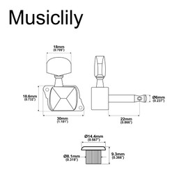 Musiclily 6 in Line Semi Sealed Guitar Tuners Tuning Pegs Keys Machine Heads Set for Strat Squier Style Electric Guitar, Chrome
