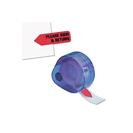 Redi-Tag Products - Redi-Tag - Arrow Page Flags in Dispenser, Please Sign and Return, Red, 120 Flags - Sold As 1 Pack - Flag it, remove it, reuse it! - Adhesive on half the flag allows flag to extend past the edge of the page. - Preprinted to indicate t