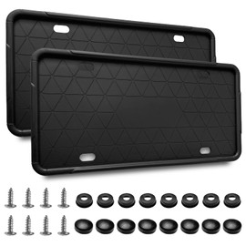 BEHAMBOW Superior Silicone License Plate Frames, 2 Pack Universal US Car Licence Plate Covers, Rust-Proof, Rattle-Proof,License Plate Bracket Holder(Black).