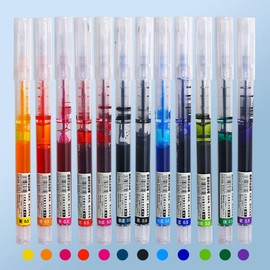 12Pcs/set Rolling Ball Pens Quick-Drying 0.5mm Fine Point Rollerball Pens Straight Liquid Gels Pens For Writing Rolling Ball Pens 0.5mm Rollerball Pen Liquid Gels Pens 0.5mm Quick Dry (Multicolor)