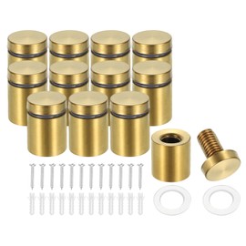 PATIKIL 19x25mm Standoff Screws, 12 Pack Stainless Steel Wall Mount Sign Standoffs Mounting Hardware Advertising Nail for Hanging Acrylic Picture Frame, Gold