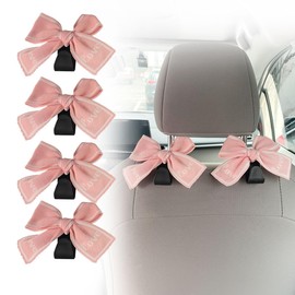 LZKZPY Cute Bow Car Seat Headrest Hook for Purses and Bags,Car Seat Headrest Hook Hanger Storage Organizer Universal for Handbag Purse Coat (Pink-1)
