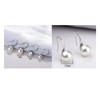 Salanda Pearl Drop Earrings Set,Silver Plated Pearl Dangle Earrings for