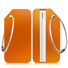 Travelambo 3 Pack Luggage Tags for Suitcases Aluminum Privacy Protection Bag Tags Luggage Identifier Travel Accessories Essentials (Orange)
