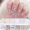 1 box 12 patterns silver holo glitter nail parts nail