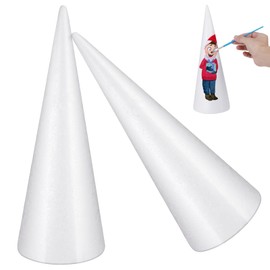 STOBOK 2Pcs Foam Cones DIY Christmas Tree Cone Handmade White Solid Polystyrene Cone for Xmas Decorations, 11.79inch