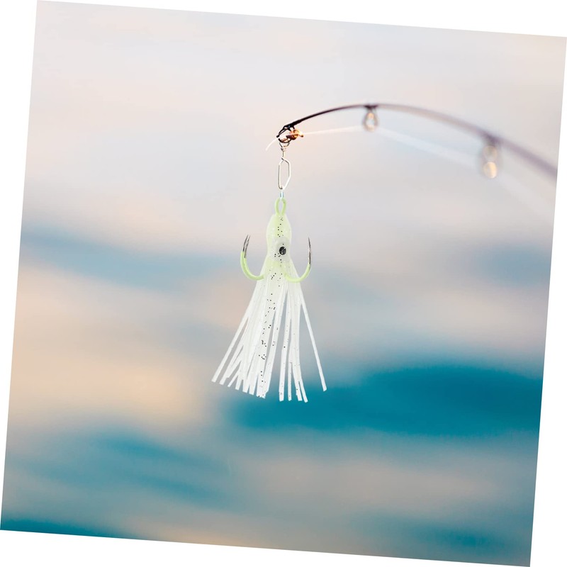 Mipcase 4pcs Luminous Octopus Fishing Hooks Night Light Squid Bait