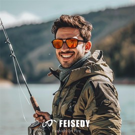 FEISEDY Retro Polarized Aviator Sunglasses for Men Women Classic Men's Style Square TR Frame Vintage Shades B0120