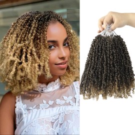 Yanky Twist Crochet Hair, PILLUGER Yaki Twists Hair Micro Spring Twist Braids,9 Packs Pre-looped passion Twist Brown Senegalese With Curls Crochet Synthetic Hair Extensions(T27)