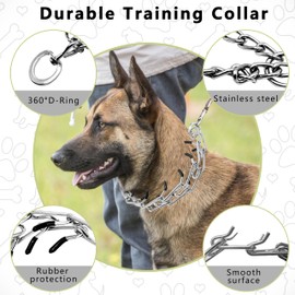 Maiiu Adjustable Dog Collar, Pinch Collar for Dogs,Dog Training Collar for Small Medium Large Dogs,Metal Prong Collar with Comfort Rubber Tips (Small, 2.5mm, 17.7-Inch)