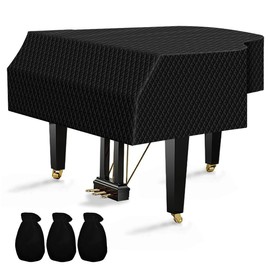 TINDTOP Thickened Grand Piano Cover, Thicken Cotton Lining Baby Piano Cover, Waterproof Washable Soft Bordered Decorated Full Triangle Piano Protective Cover (M - 70.87in/180cm)