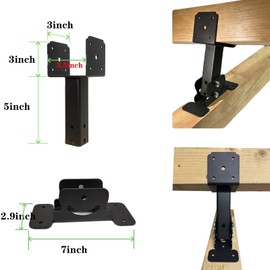 PUXILEM 3pcs Adjustable Angle Pergola Brackets Heavy Duty Roof Riser Beam Bracket,Fits 4×4 and 4×6 Wood Beams，Applied to Patio Pergola Gazebo