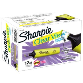 Sharpie Clear View Highlighter, Chisel Tip, 12-Pack, Yellow (1897847)