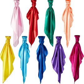 Geyoga 9 Pcs Fabric Play Scarves Rainbow Play Silks Square Dance Scarves Creative Pretend Juggling Dress Magician Tricks Performance Props Accessories 35 x 35 Inch, 9 Colors