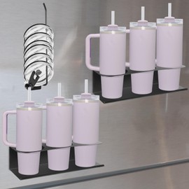 2 Pcs Magnetic Cup Holder for Fridge - Tumbler Accessories, Water Bottle Storage Organizer 3-Cup Holder with Tumbler lid Organizer for 30&40 oz Cup