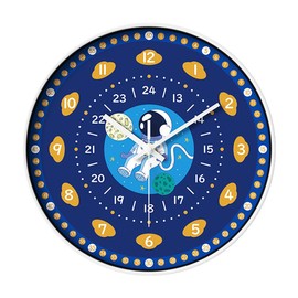 Learning Wall Clock for Kids, 12in Silent Time Teaching Clock for Children's Room Decor Classroom (Astronaut)