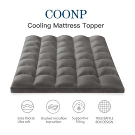 COONP King Mattress Topper, Extra Thick Pillowtop, Cooling Plush Mattress Pad Cover Bed Topper Protector with 8-21 Inch Deep Pocket (Grey, King)