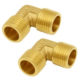 Joywayus 90-Degree Male Elbow Pipe Fitting Forged Brass 90 Degree Right Angle 1/2" NPS Male x 1/2" NPS Male (Pack of 2)