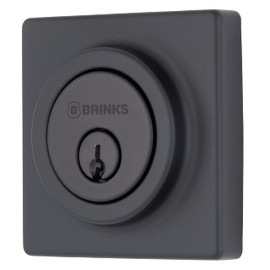 BRINKS - Contemporary Single Cylinder Deadbolt, Matte Black - Built for Rigorous Residential Protection with ANSI Grade 3 Security (E2402-122)