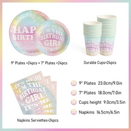 PARTY GO Colorful 96pc Kids Birthday Party Plates & Supplies Set - 24 Guests