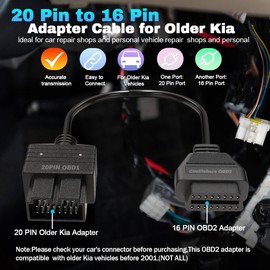 20 Pin OBD1 to 16 Pin OBD2 Adapter Cable for Older Kia Before 2001 Vehicles,OBD1 to OBD2 Convertor Adapter Cable for Older Kia Diagnostic Scanner 20 Pin Connector