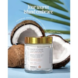 Truly Crema de afeitar Beauty Coco Cloud para mujeres con piel sensible, manteca de afeitar batida para piernas, vello púbico, axilas, cuerpo, zona ín