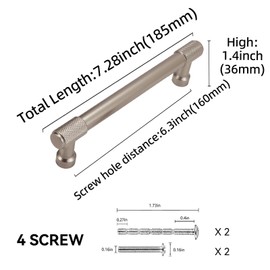 POVEFONK 10 Pack 6-1/4 inch Champagne Bronze Kitchen Cabinet Handles Knurled Cabinet Pulls Gold Drawer Pulls Kitchen Cabinet Hardware Kitchen Handles Drawer Pulls Dresser Handles