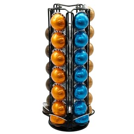 Wrobic Kapselhalter für Nespresso Vertuo Kapseln, Kaffee Kapsel Ständer Drehbare Pod Rack hält Nespresso Vertuoline Kapseln (35 Pods) ， Schwarz